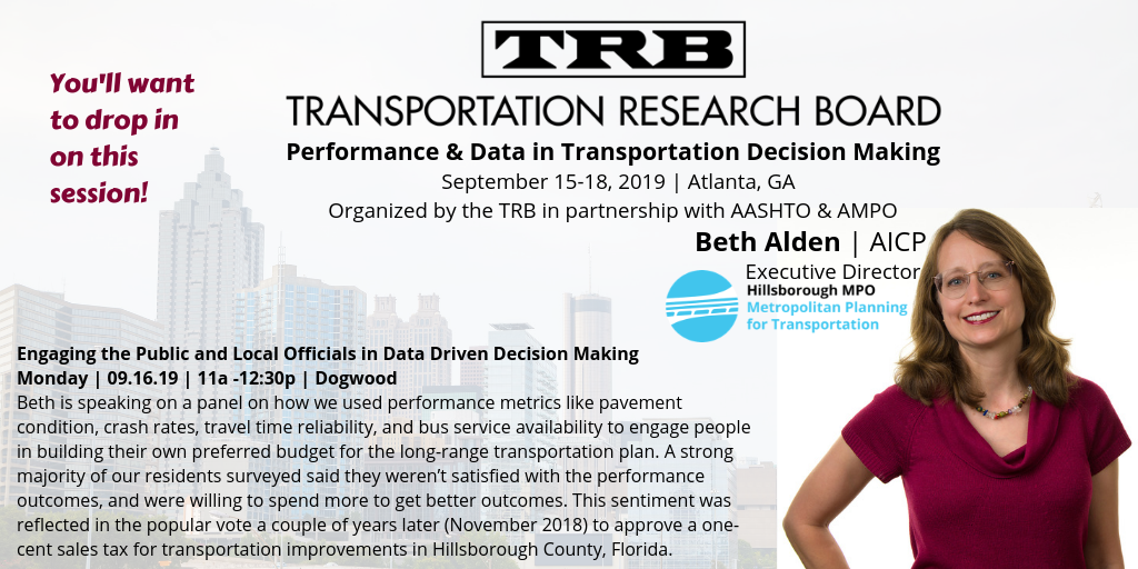Beth Alden is speaking at the TRB Conference in Atlanta